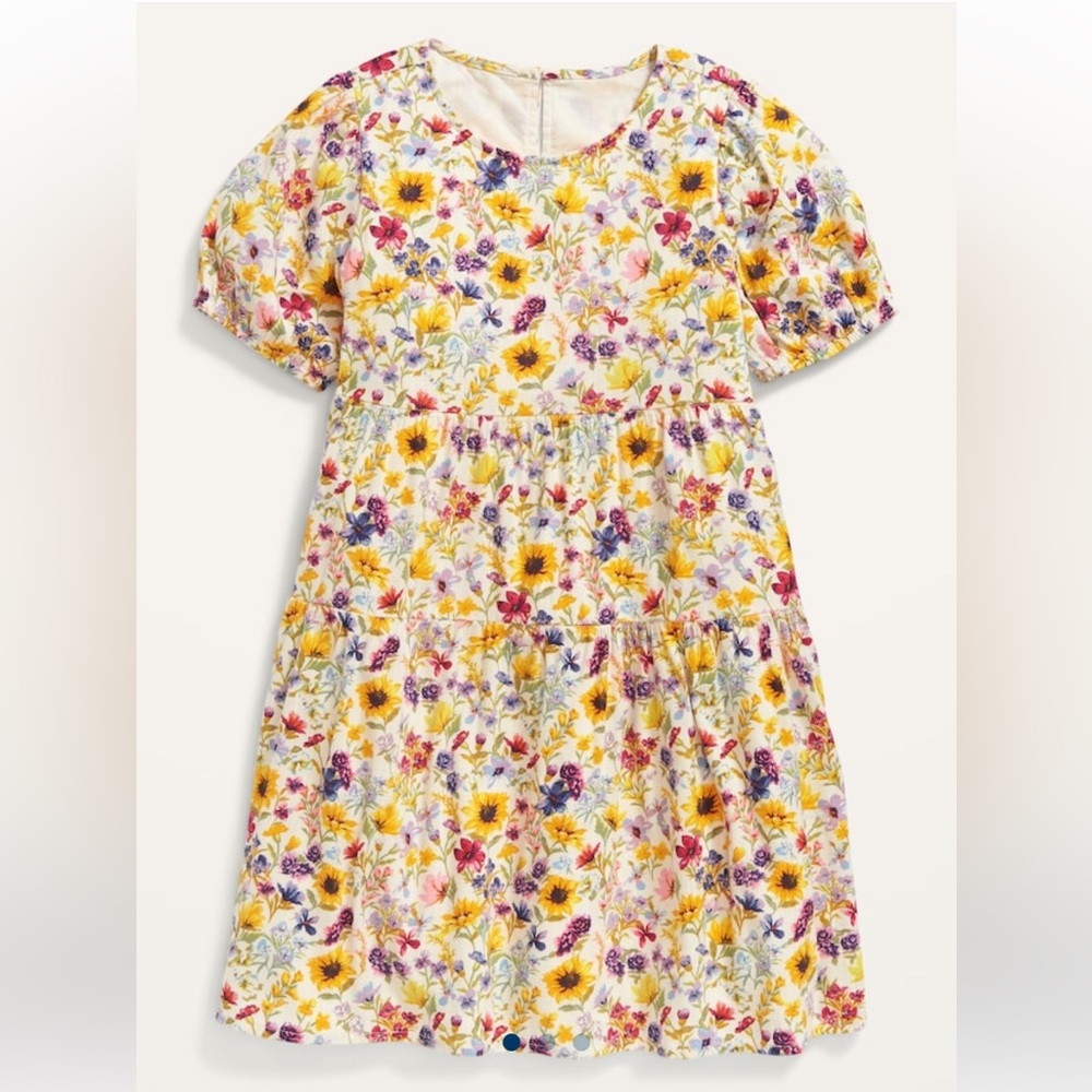 Old Navy Girls Puff-Sleeve Tiered All-Day Swing Dress
